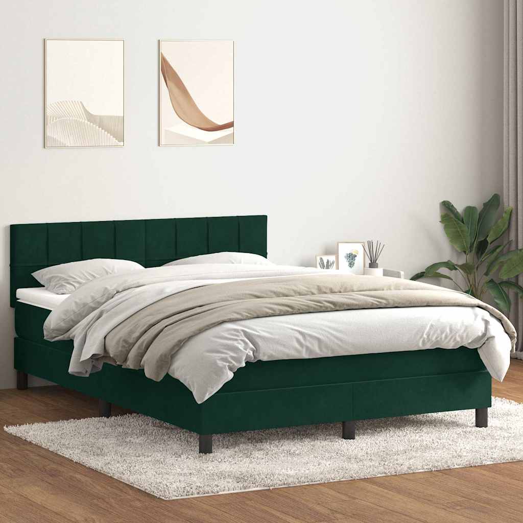 Giroletto a Molle con Materasso Verde Scuro 140x210 cm Velluto