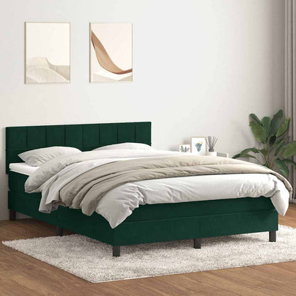 Giroletto a Molle con Materasso Verde Scuro 140x210 cm Velluto