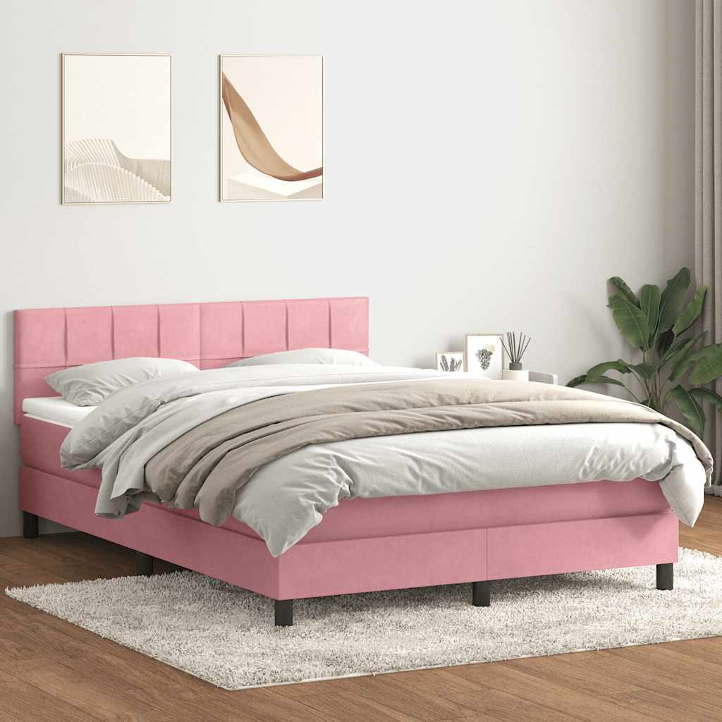 Giroletto a Molle con Materasso Rosa 140x210 cm in Velluto