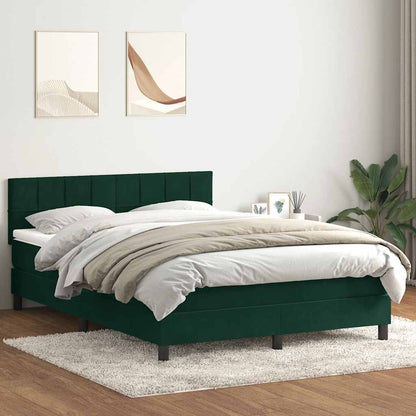 Giroletto a Molle con Materasso Verde Scuro 160x210 cm Velluto
