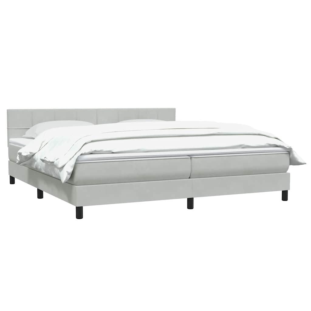 Giroletto a Molle con Materasso Grigio Chiaro 180x210cm Velluto