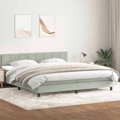 Giroletto a Molle con Materasso Grigio Chiaro 180x210cm Velluto