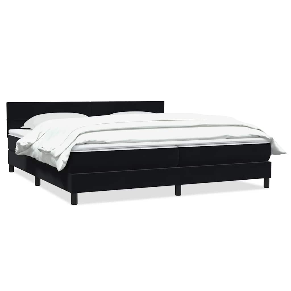 Giroletto a Molle con Materasso Nero 180x210 cm in Velluto