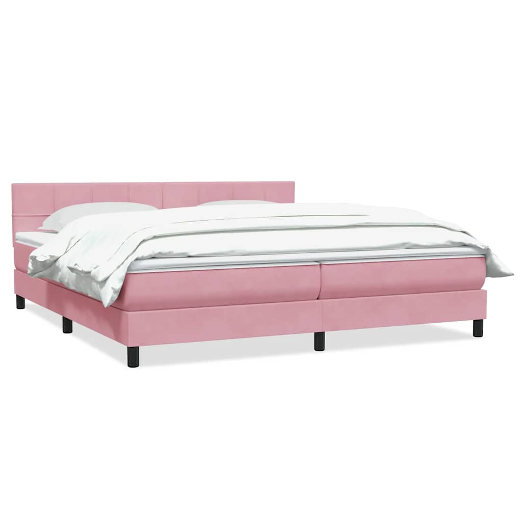 Giroletto a Molle con Materasso Rosa 180x210 cm in Velluto