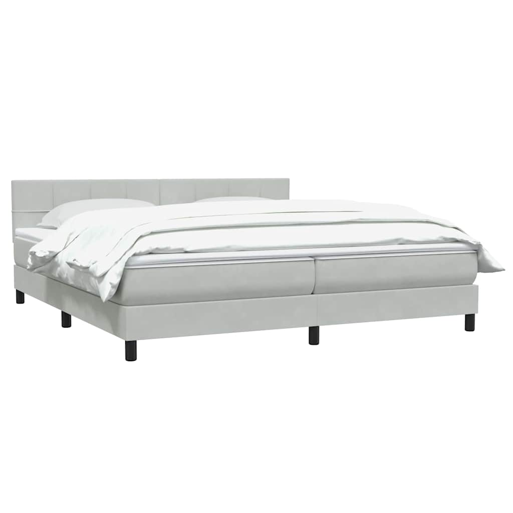 Giroletto a Molle con Materasso Grigio Chiaro 200x210cm Velluto