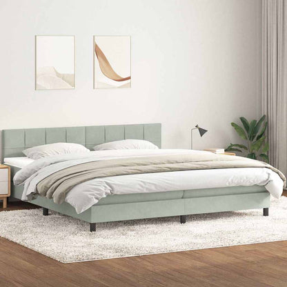 Giroletto a Molle con Materasso Grigio Chiaro 200x210cm Velluto