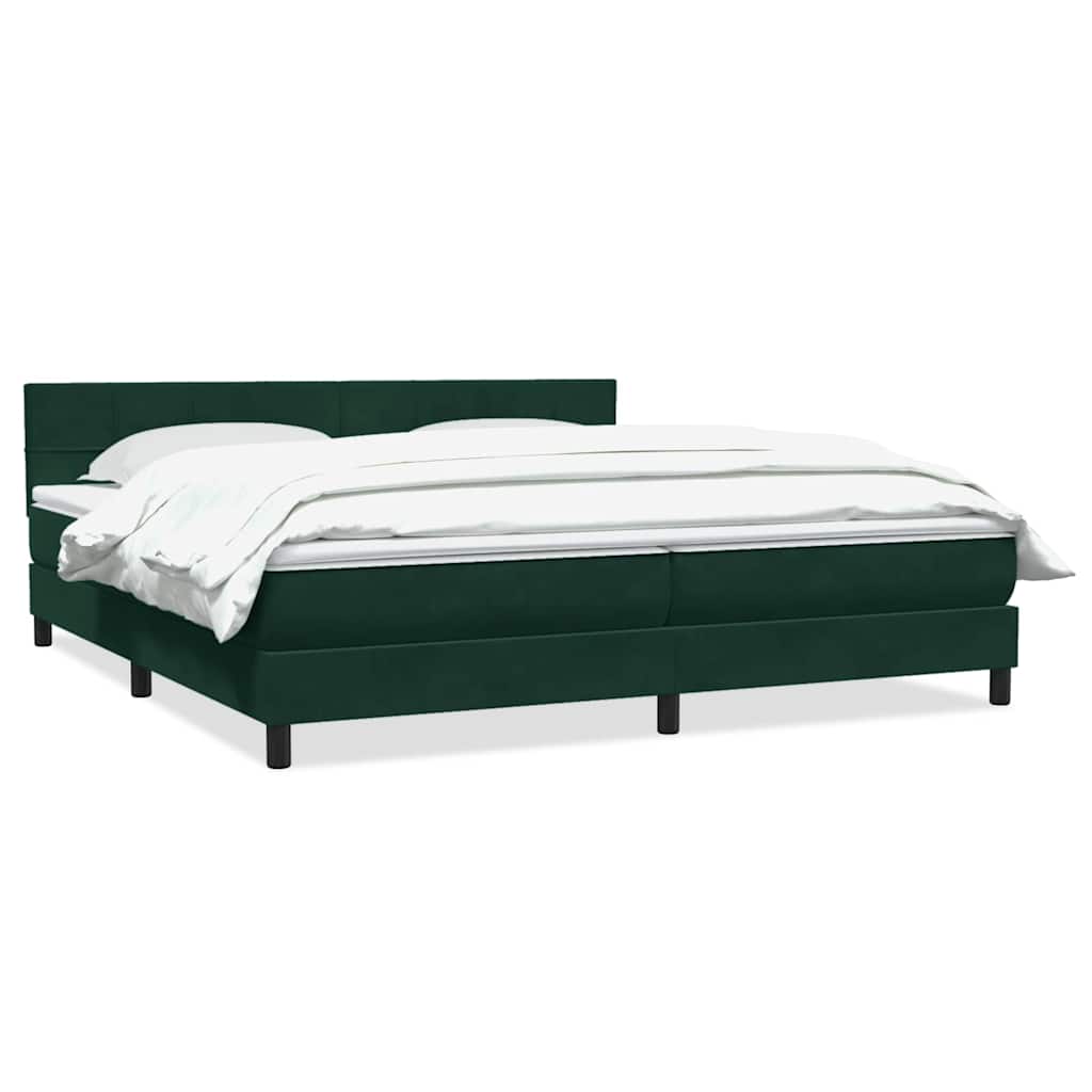 Giroletto a Molle con Materasso Verde Scuro 200x210 cm Velluto