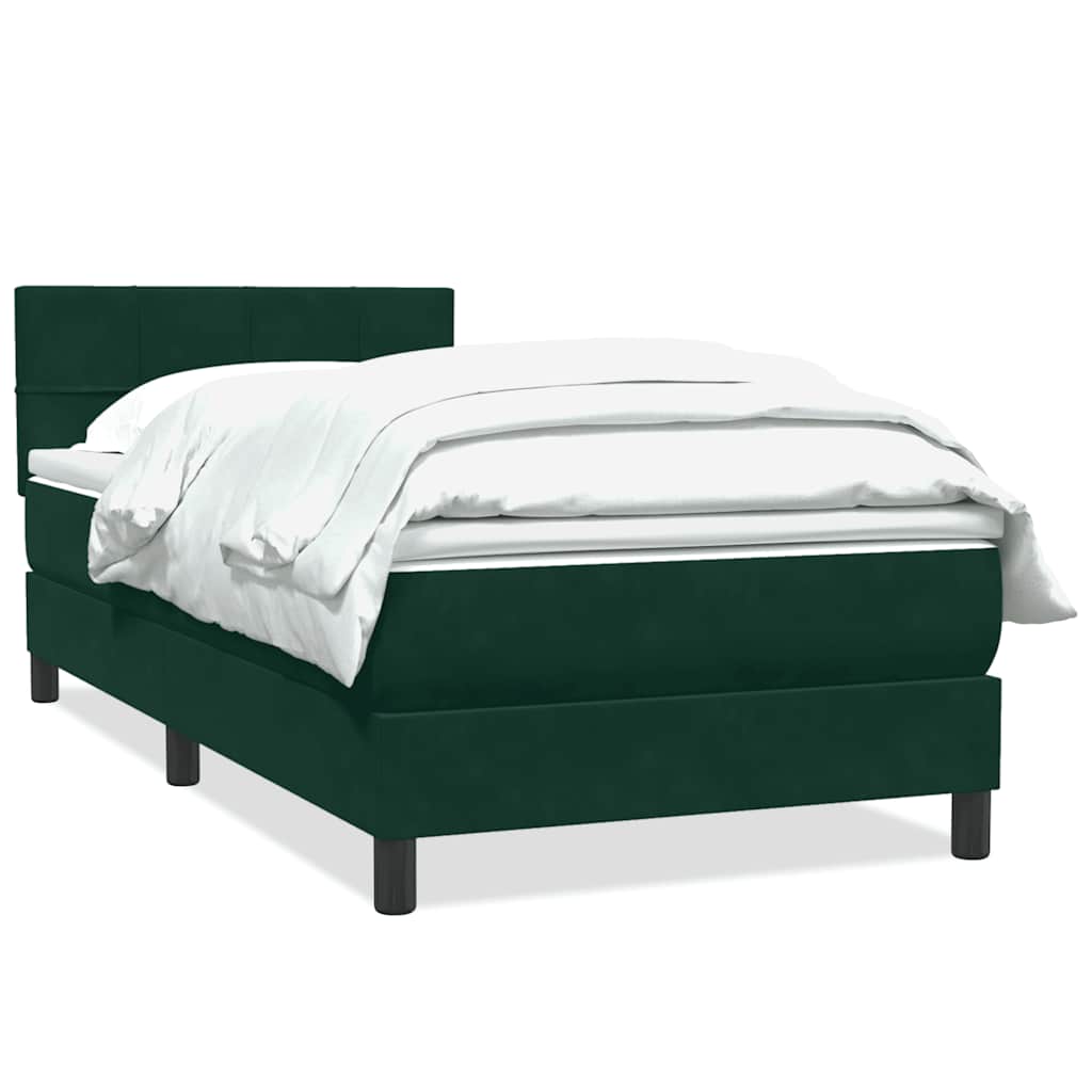 Giroletto a Molle con Materasso Verde Scuro 90x220 cm Velluto