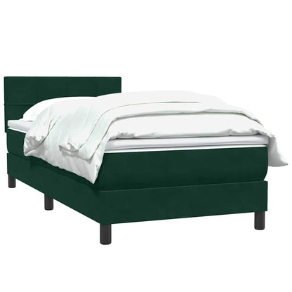 Giroletto a Molle con Materasso Verde Scuro 90x220 cm Velluto