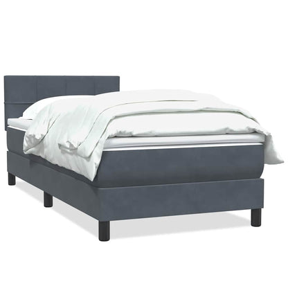 Giroletto a Molle con Materasso Grigio Scuro 100x220 cm Velluto