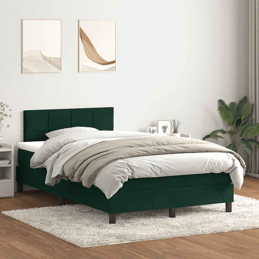Giroletto a Molle con Materasso Verde Scuro 120x220 cm Velluto