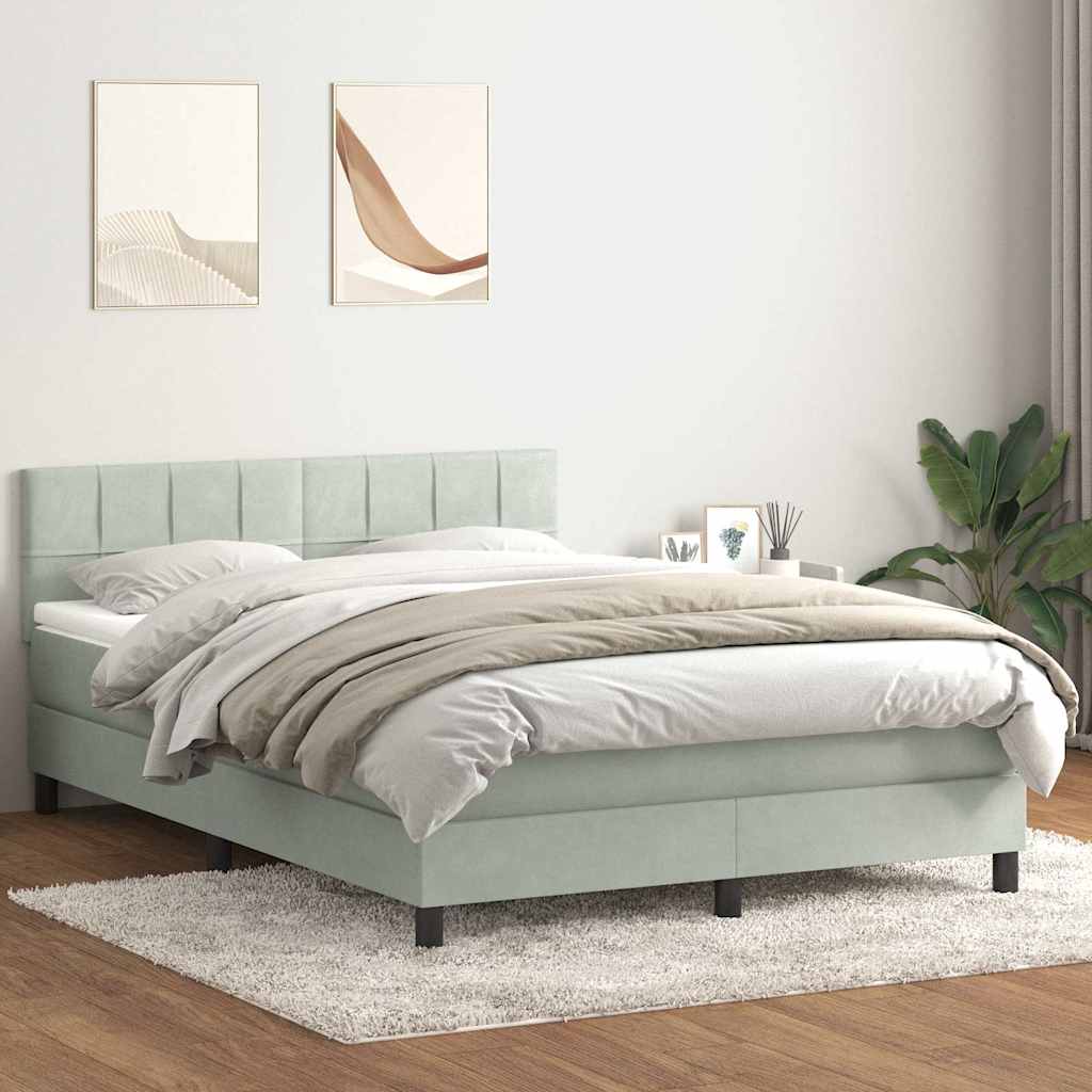 Giroletto a Molle con Materasso Grigio Chiaro 140x220cm Velluto