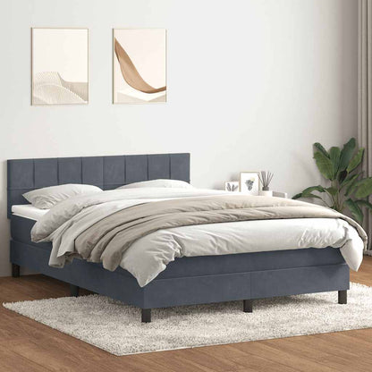 Giroletto a Molle con Materasso Grigio Scuro 160x220 cm Velluto