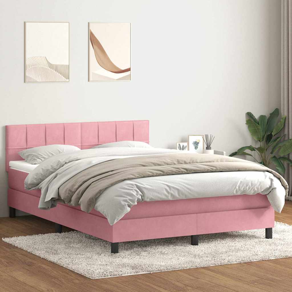 Giroletto a Molle con Materasso Rosa 160x220 cm in Velluto