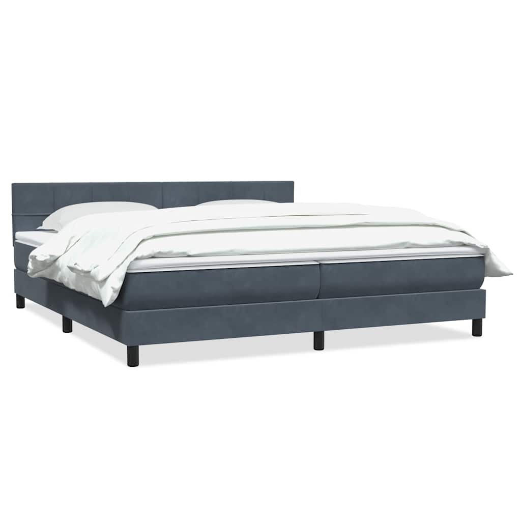 Giroletto a Molle con Materasso Grigio Scuro 180x220 cm Velluto