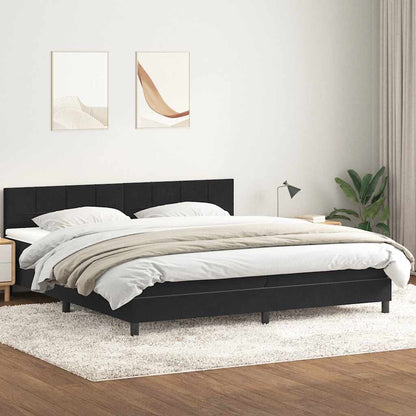 Giroletto a Molle con Materasso Nero 180x220 cm in Velluto