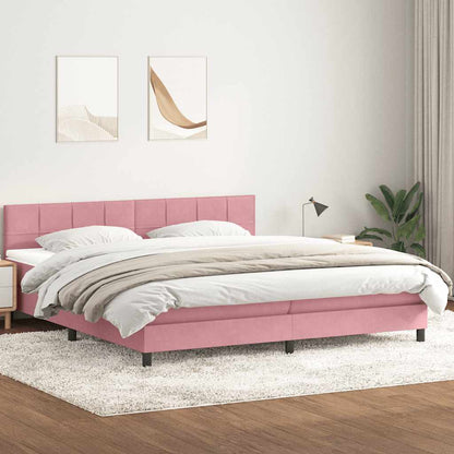 Giroletto a Molle con Materasso Rosa 180x220 cm in Velluto