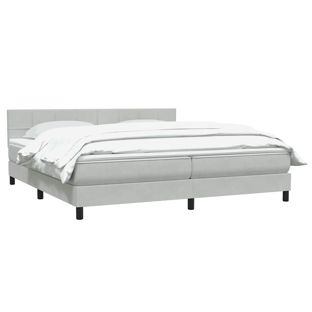 Giroletto a Molle con Materasso Grigio Chiaro 200x220cm Velluto