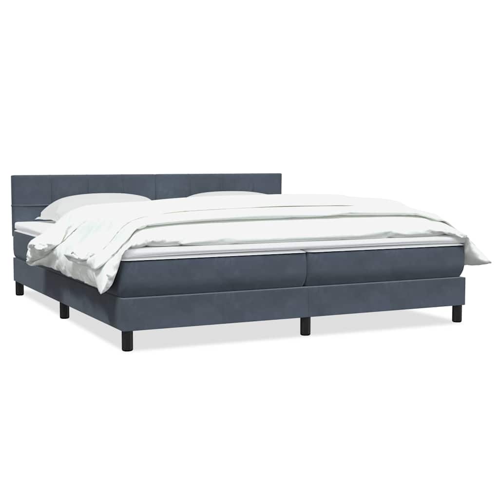 Giroletto a Molle con Materasso Grigio Scuro 200x220 cm Velluto