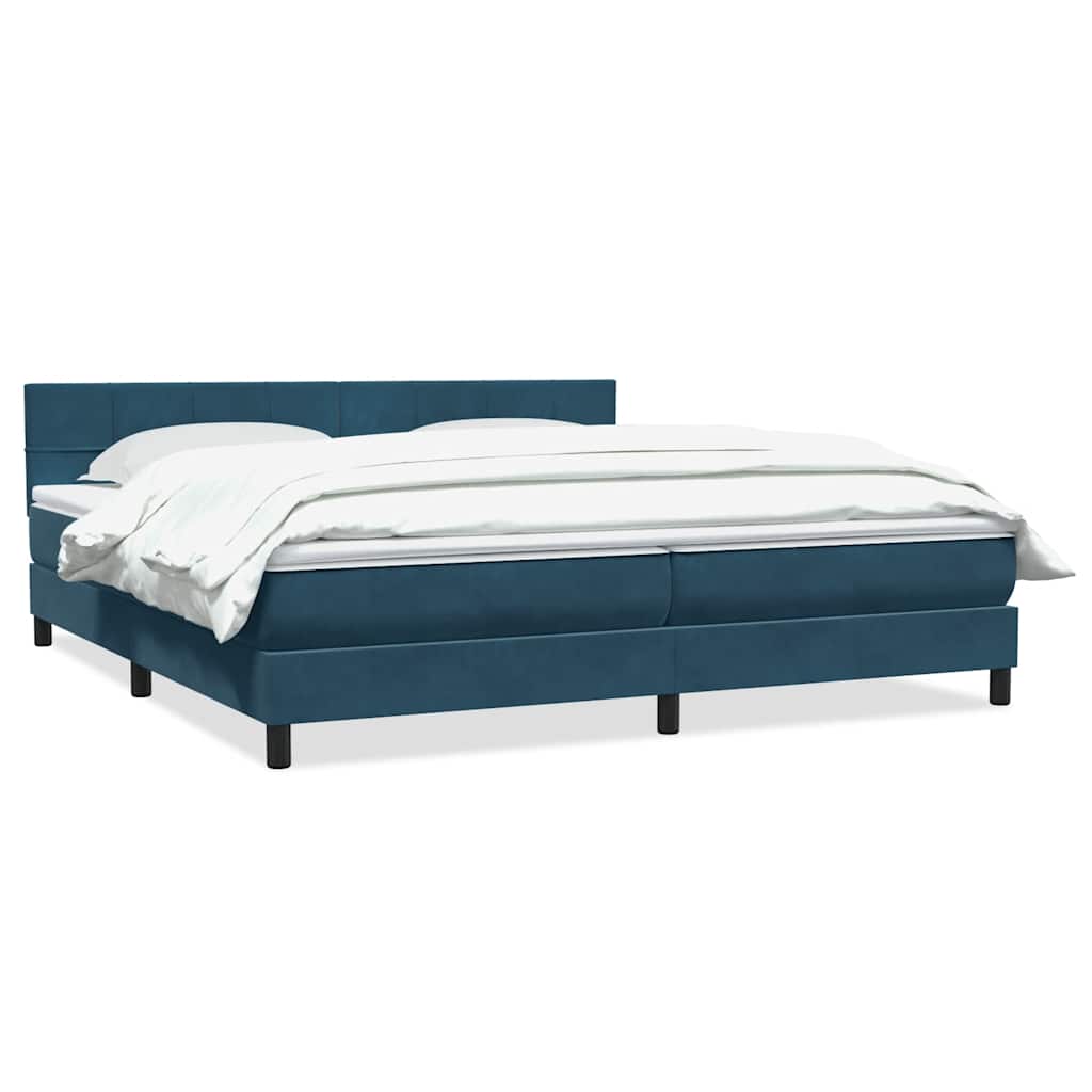 Giroletto a Molle con Materasso Blu Scuro 200x220 cm in Velluto
