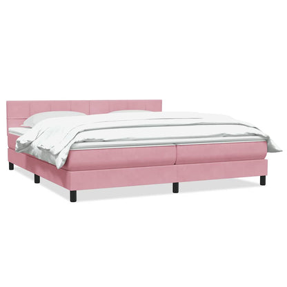 Giroletto a Molle con Materasso Rosa 200x220 cm in Velluto