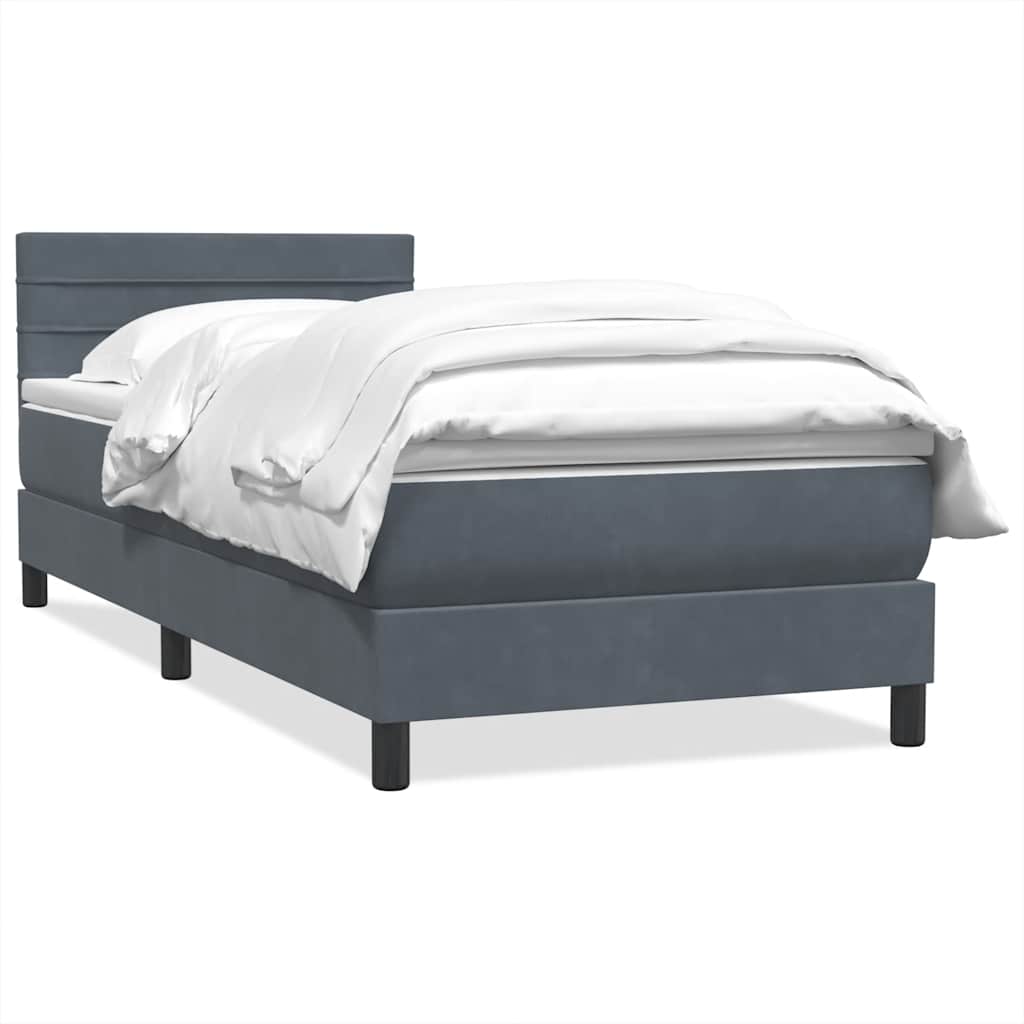 Giroletto a Molle con Materasso Grigio Scuro 80x210 cm Velluto