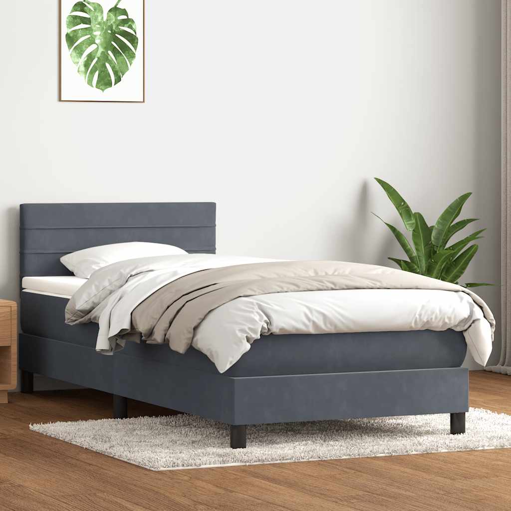 Giroletto a Molle con Materasso Grigio Scuro 80x210 cm Velluto