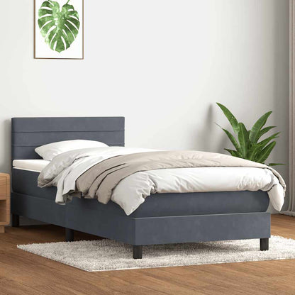Giroletto a Molle con Materasso Grigio Scuro 80x210 cm Velluto