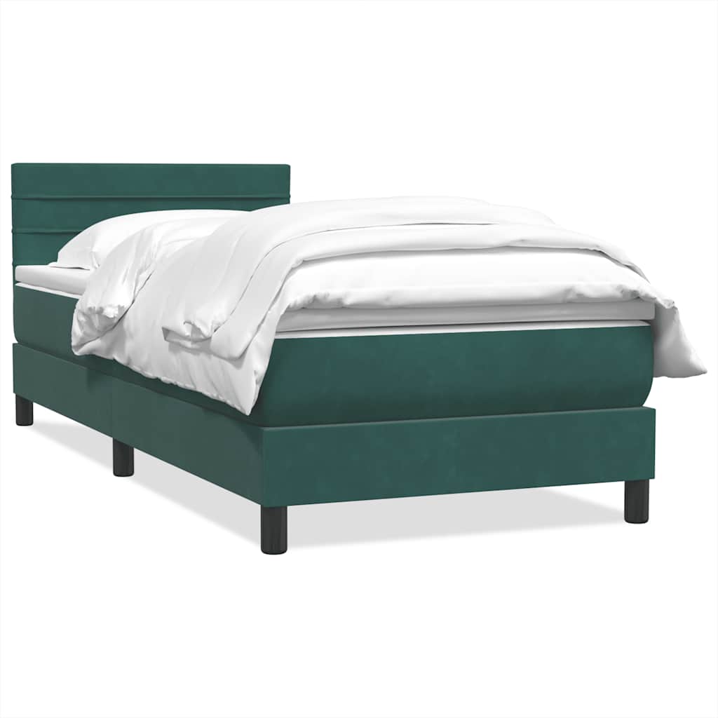 Giroletto a Molle con Materasso Verde Scuro 80x210 cm Velluto