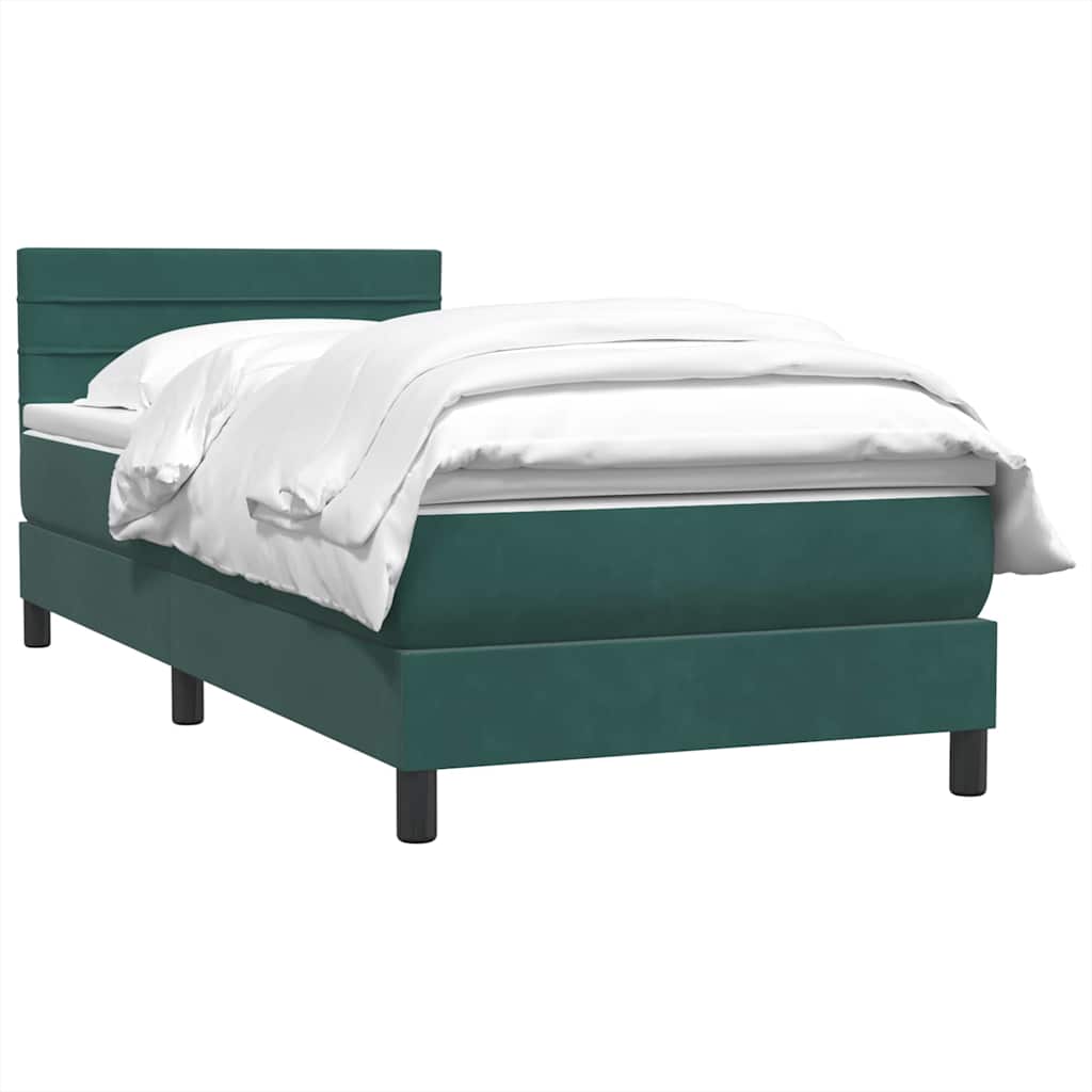 Giroletto a Molle con Materasso Verde Scuro 80x210 cm Velluto
