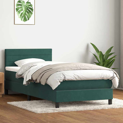 Giroletto a Molle con Materasso Verde Scuro 80x210 cm Velluto