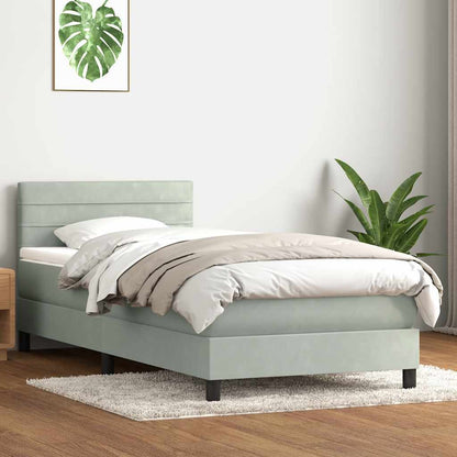 Giroletto a Molle con Materasso grigio chiaro 90x210 cm Velluto