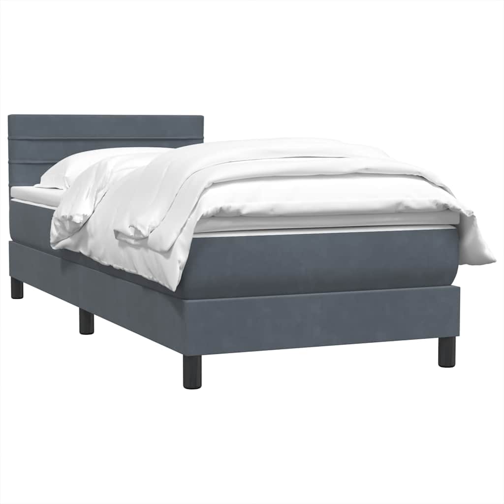 Giroletto a Molle con Materasso Grigio Scuro 90x210 cm Velluto