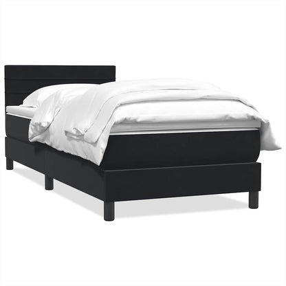 Giroletto a Molle con Materasso Nero 90x210 cm in Velluto