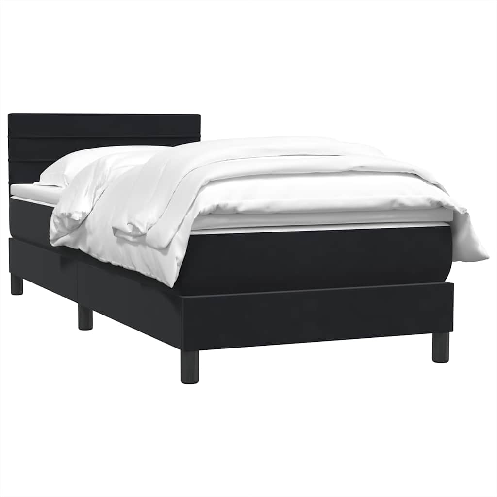 Giroletto a Molle con Materasso Nero 90x210 cm in Velluto