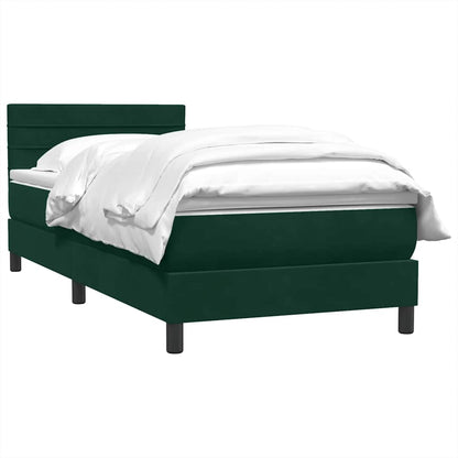 Giroletto a Molle con Materasso Verde Scuro 90x210 cm Velluto