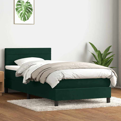 Giroletto a Molle con Materasso Verde Scuro 90x210 cm Velluto
