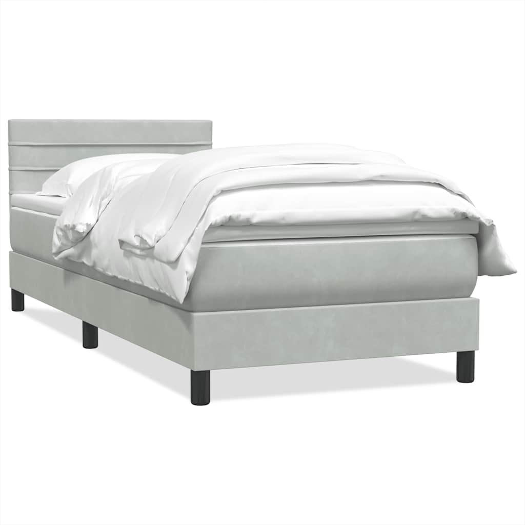Giroletto a Molle con Materasso Grigio Chiaro 100x210cm Velluto