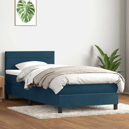 Giroletto a Molle con Materasso Blu Scuro 100x210 cm in Velluto