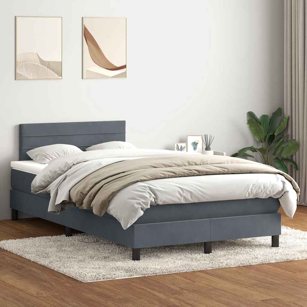 Giroletto a Molle con Materasso Grigio Scuro 120x210 cm Velluto