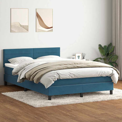 Giroletto a Molle con Materasso Blu Scuro 140x210 cm in Velluto