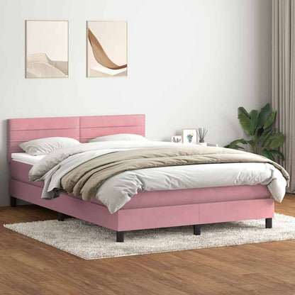 Giroletto a Molle con Materasso Rosa 140x210 cm in Velluto