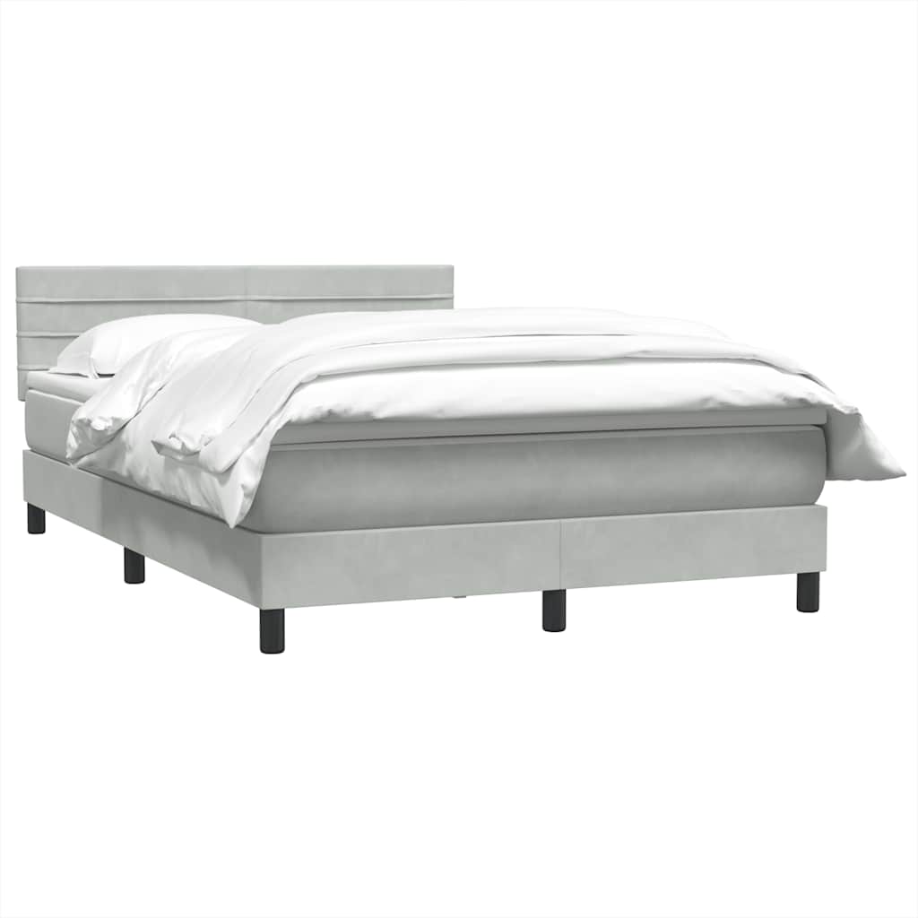 Giroletto a Molle con Materasso Grigio Chiaro 160x210cm Velluto