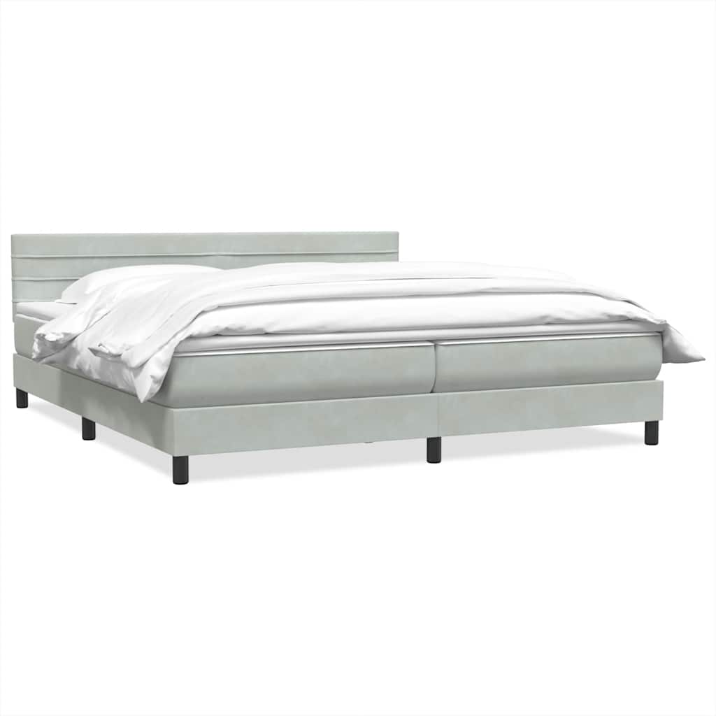Giroletto a Molle con Materasso Grigio Chiaro 180x210cm Velluto