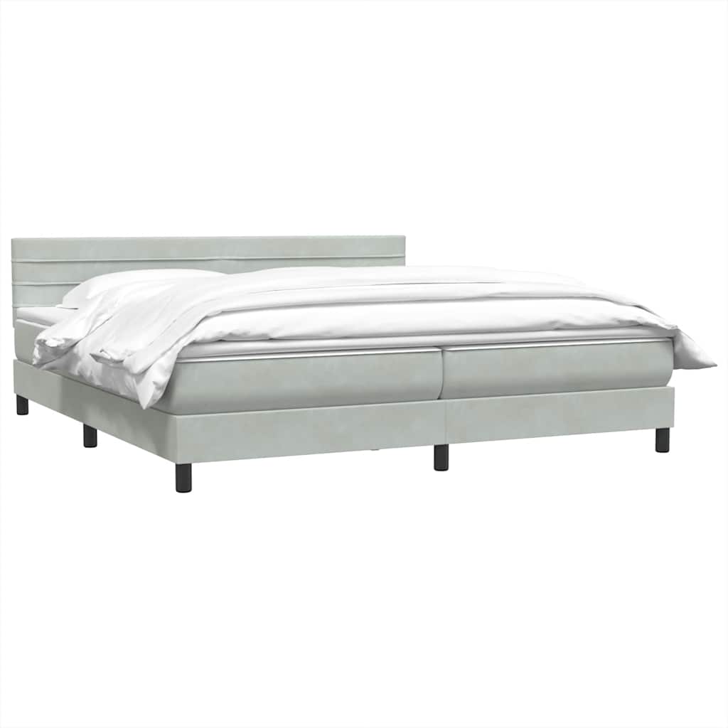 Giroletto a Molle con Materasso Grigio Chiaro 180x210cm Velluto