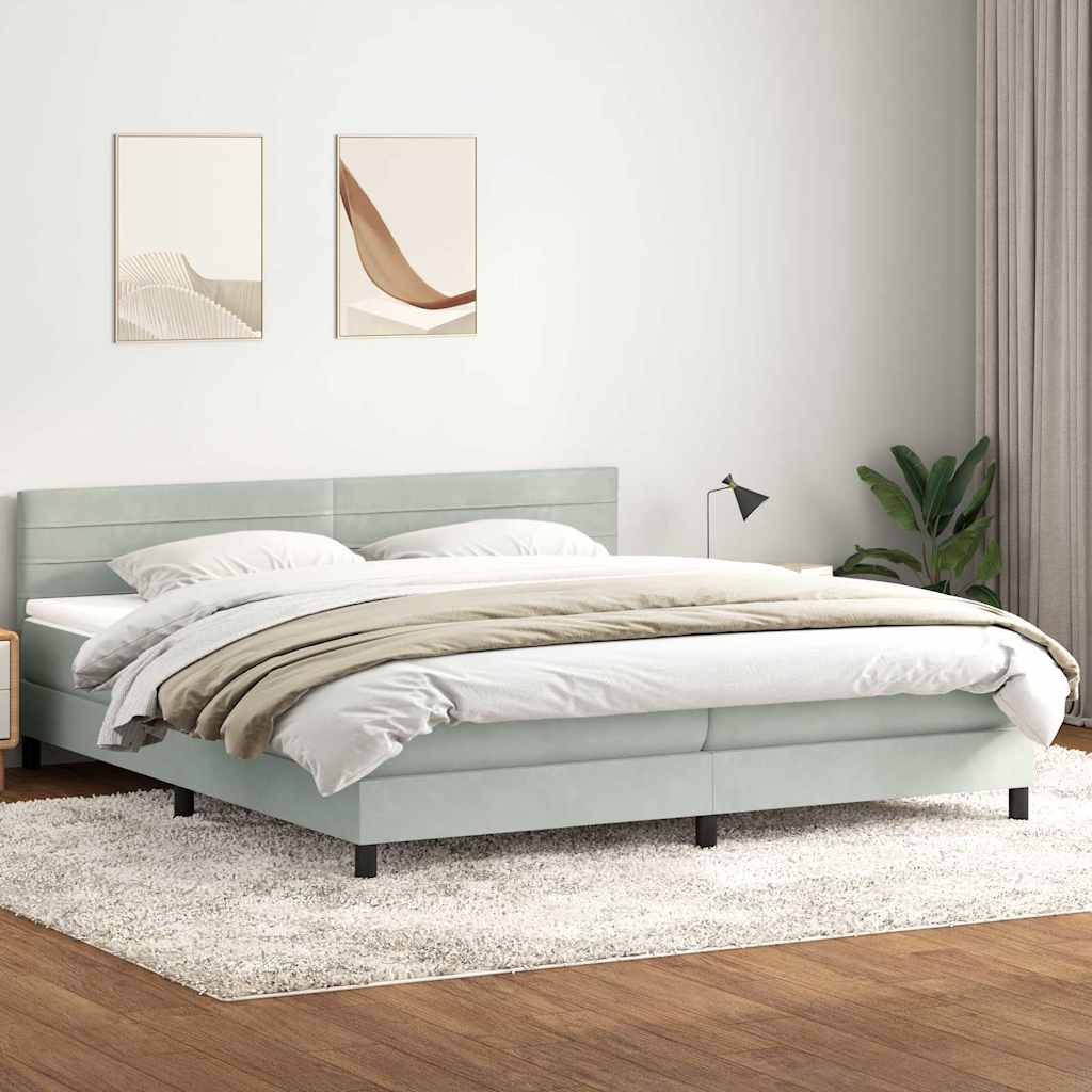 Giroletto a Molle con Materasso Grigio Chiaro 180x210cm Velluto