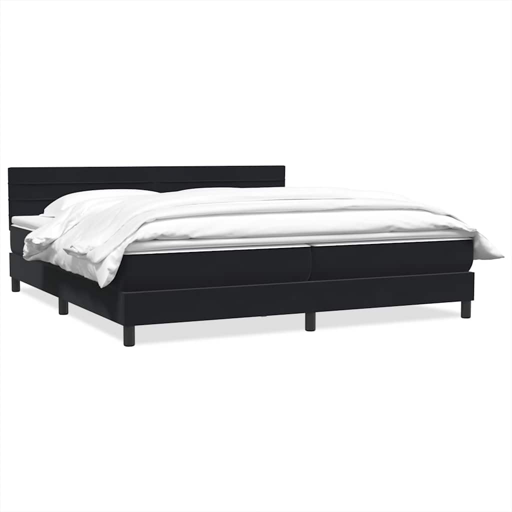 Giroletto a Molle con Materasso Nero 180x210 cm in Velluto