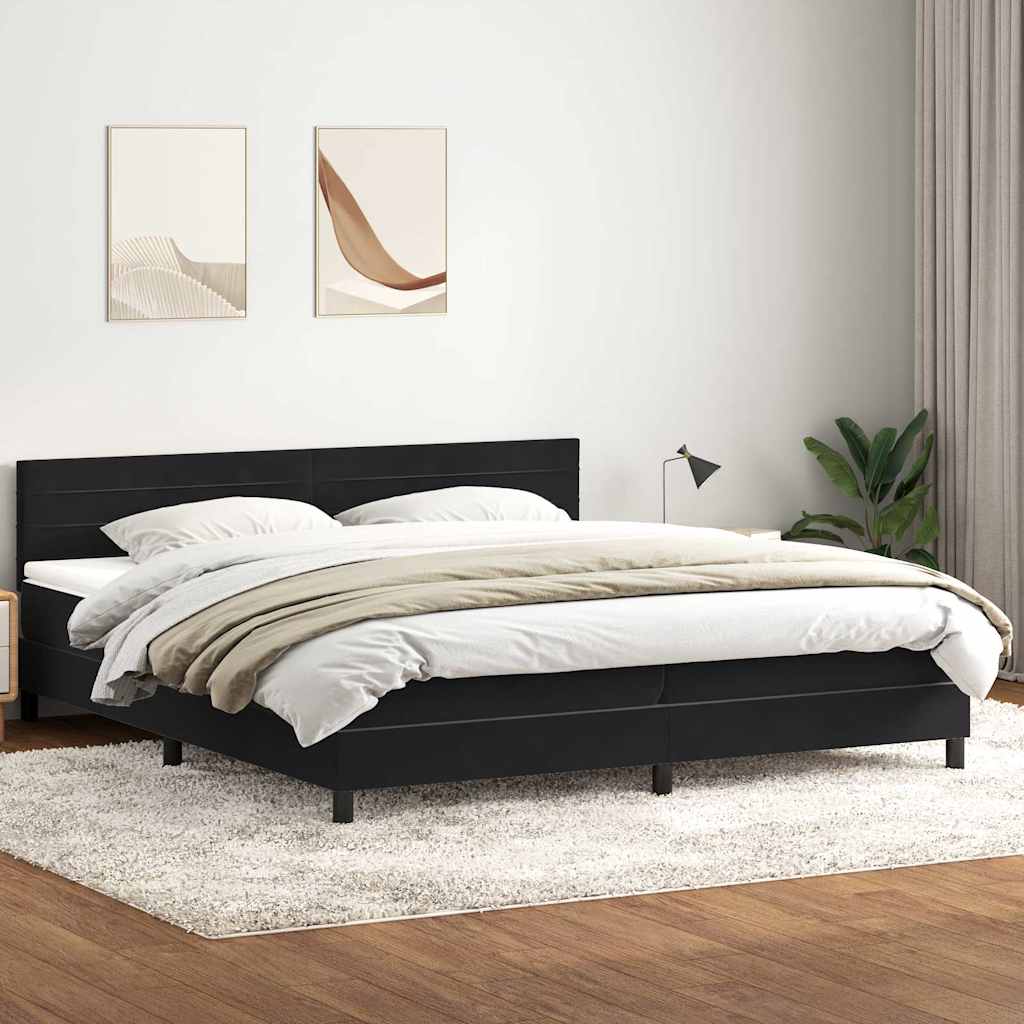 Giroletto a Molle con Materasso Nero 180x210 cm in Velluto