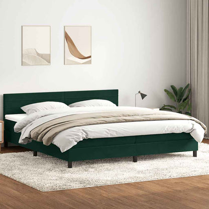 Giroletto a Molle con Materasso Verde Scuro 180x210 cm Velluto