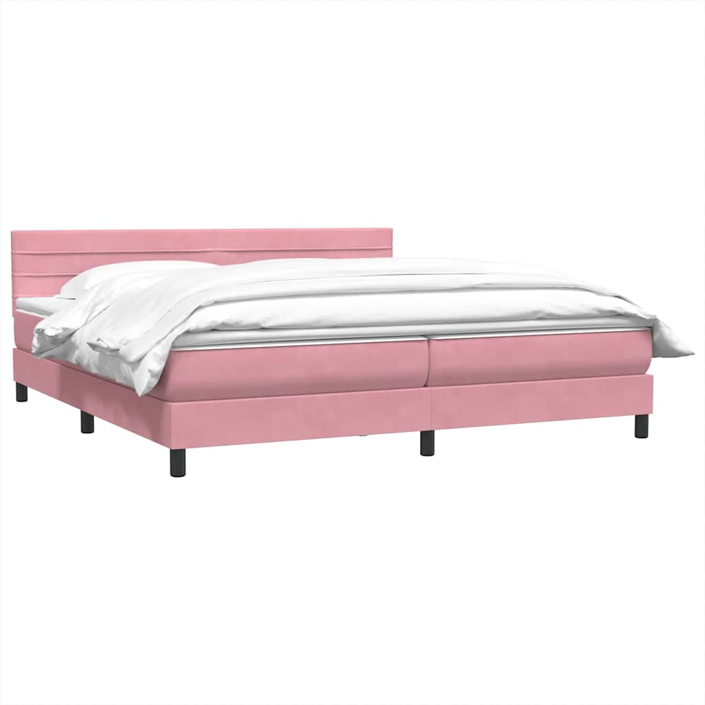 Giroletto a Molle con Materasso Rosa 180x210 cm in Velluto